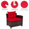 Costway 4PCS Outdoor Patio Rattan Furniture Set Cushioned Sofa Table Turquoise\Black\Navy\Red